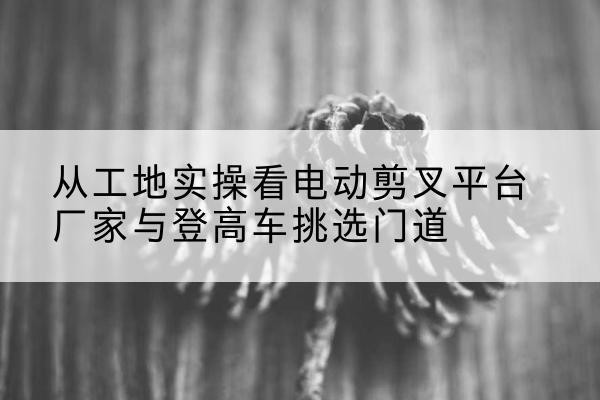 延津电动剪叉升降平台厂家-从工地实操看电动剪叉平台厂家与登高车挑选门道
